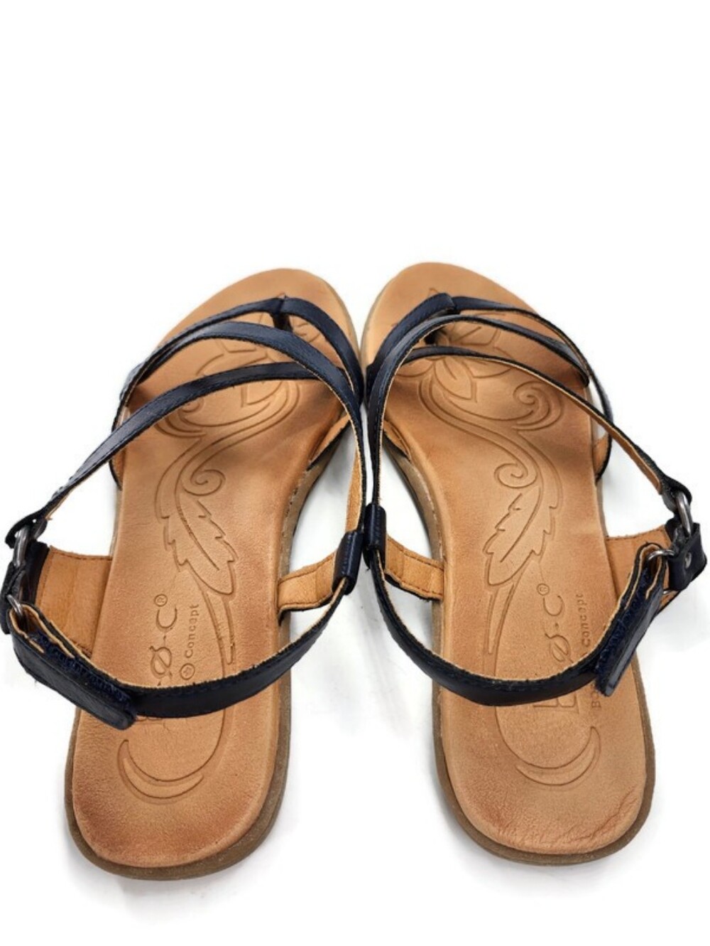 b.o.c. Born Navy Blue Strappy Toe-Post Slingback Flat Sandals - Picture 8 of 11